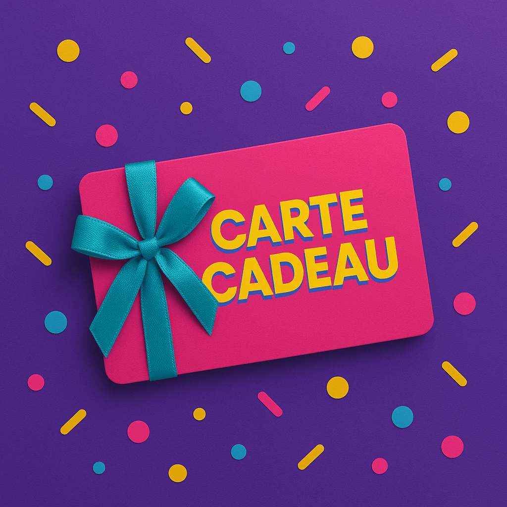 Carte cadeau Chollala colorée avec un nœud, parfaite pour offrir chaussettes fantaisie et moments mémorables.